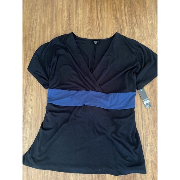 Mossimo Size 28W/30W Polyester Pullover Tunic Short Sleeve Black Blue Sash NWT - Picture 1 of 16